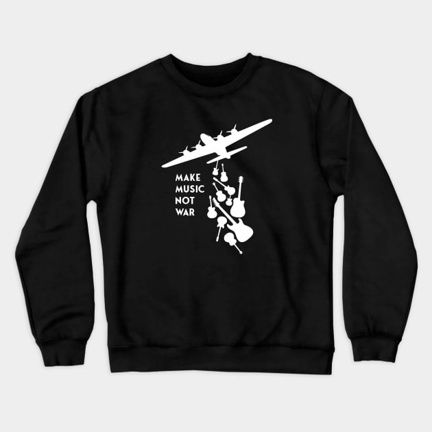 Banksy - Make Music Not War - White Crewneck Sweatshirt by Barn Shirt USA